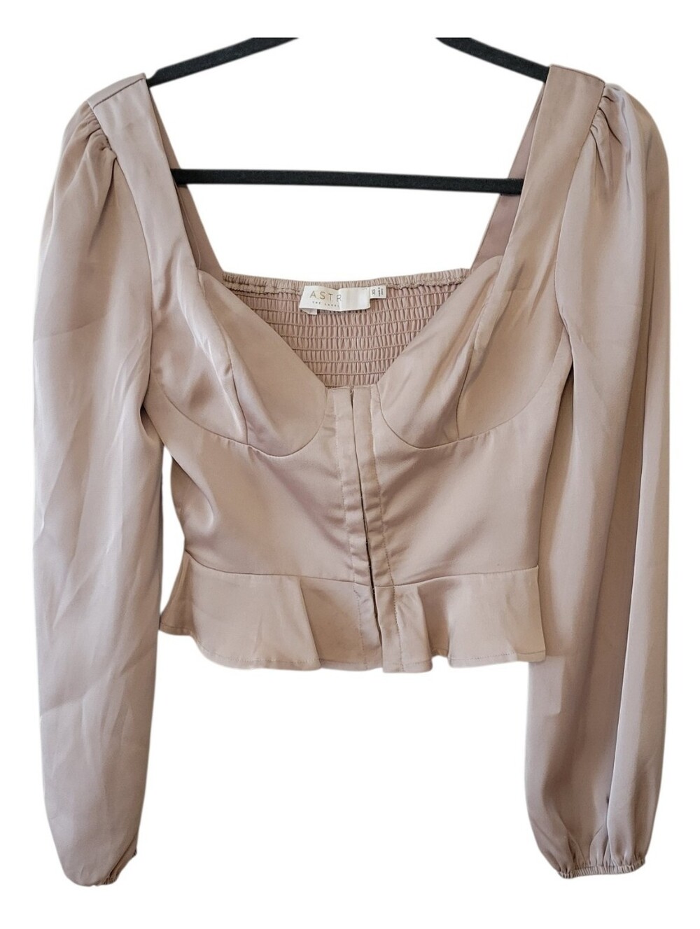 ASTR the Label Nude Satin Corset Style Crop Blouse Top Size XS